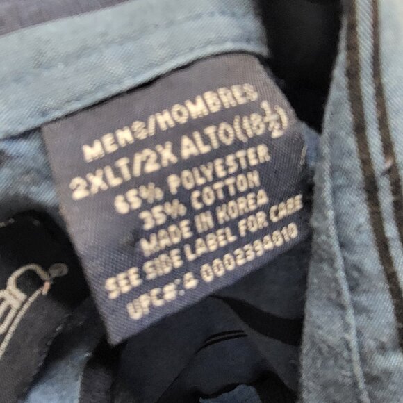 Vintage Puritan Mens Shirt Button Up 2XLT Short Sleeve Striped Blue - Picture 5 of 14